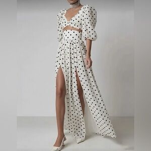 Chic Polka Dot Two-Piece Set with Slit